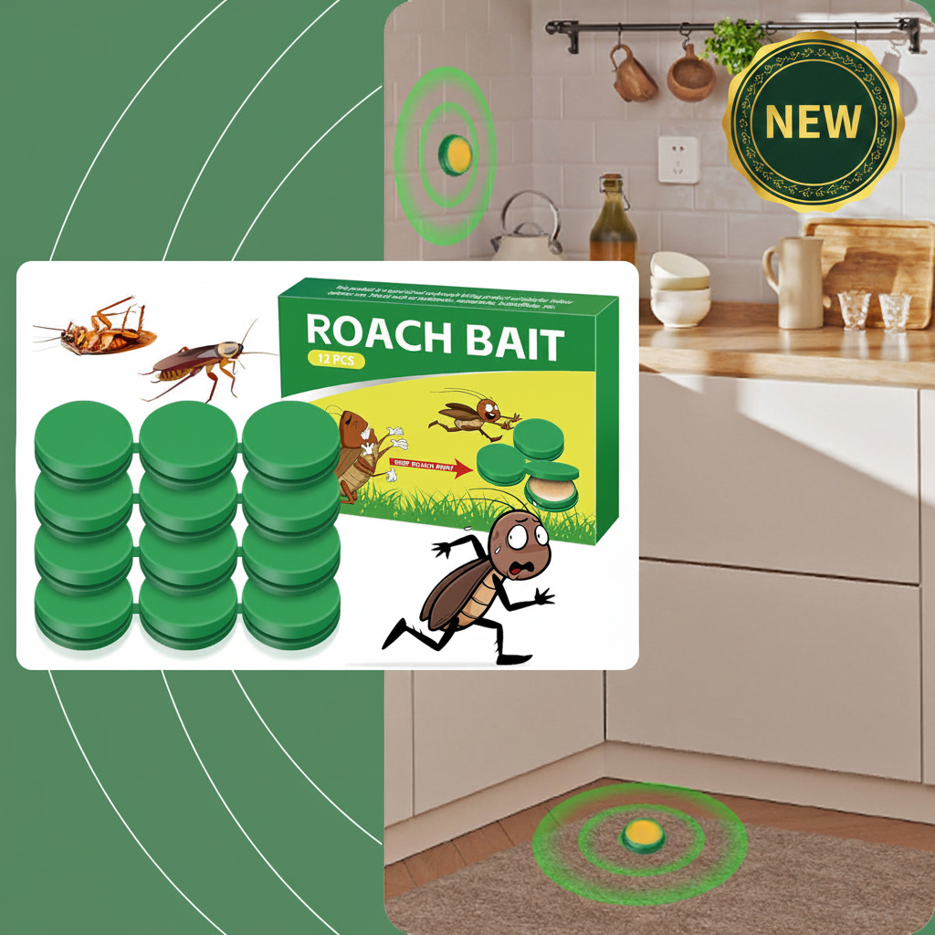12/24 Pack Cockroach Bait Station – Indoor Roach Trap for Home & Kitchen