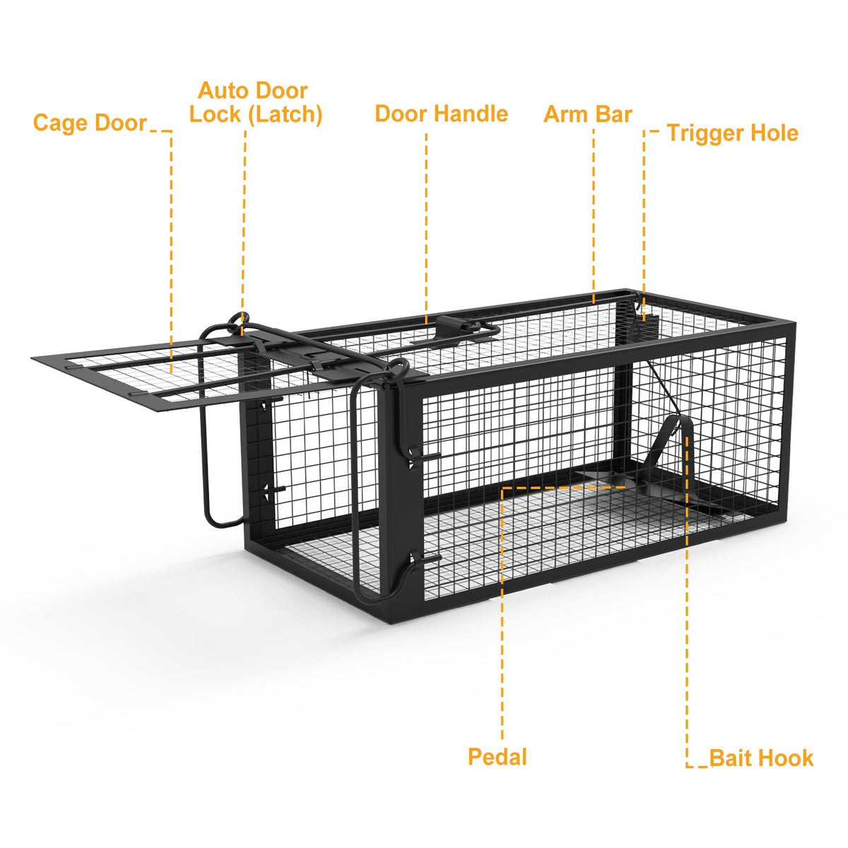 2 Pack Rat Trap Cage Humane Live Rodent Trap Cage Galvanized Iron Mice Mouse Control Bait Catch With Detachable U Shaped Rod