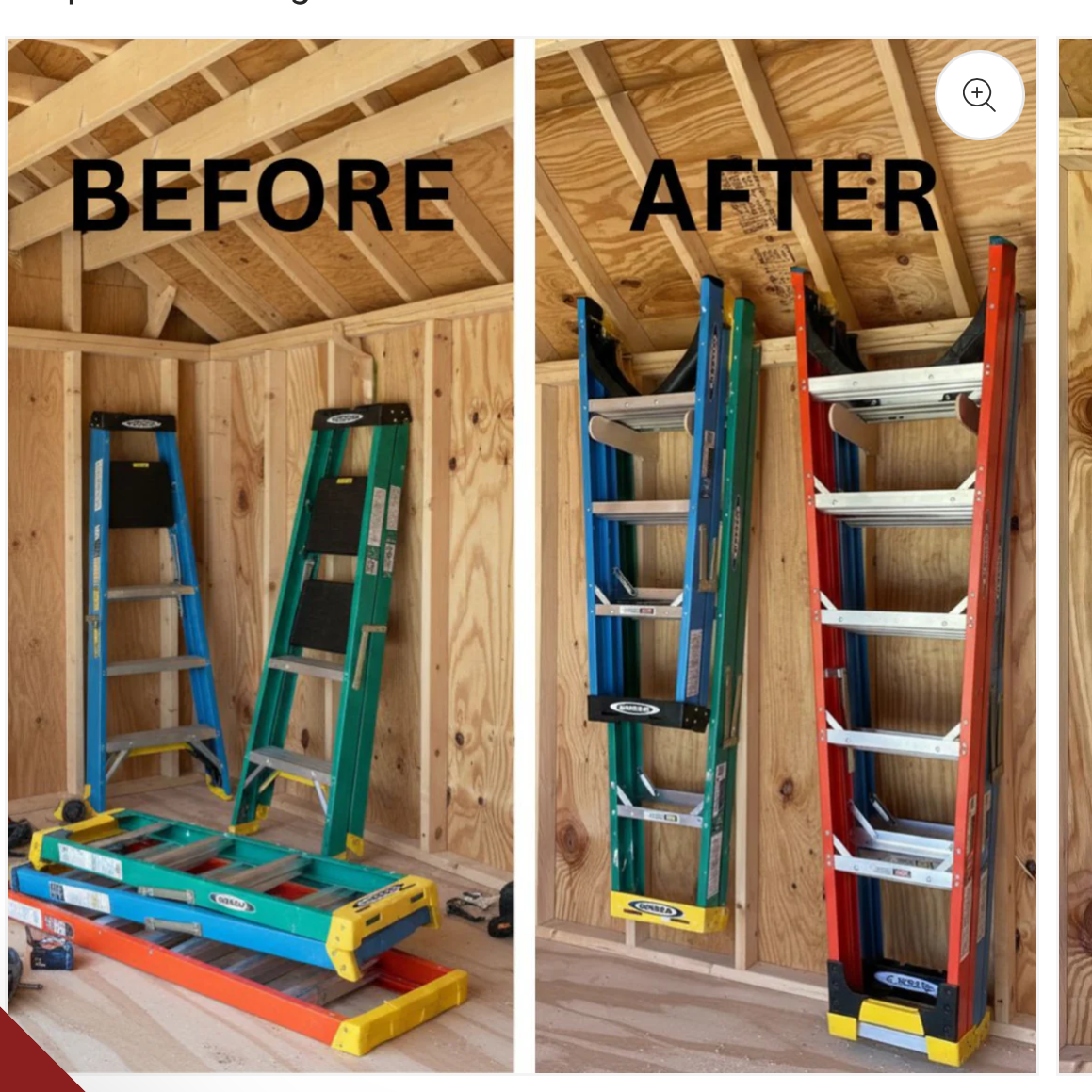 Stud-Mounted Step Ladder Organizer Rack