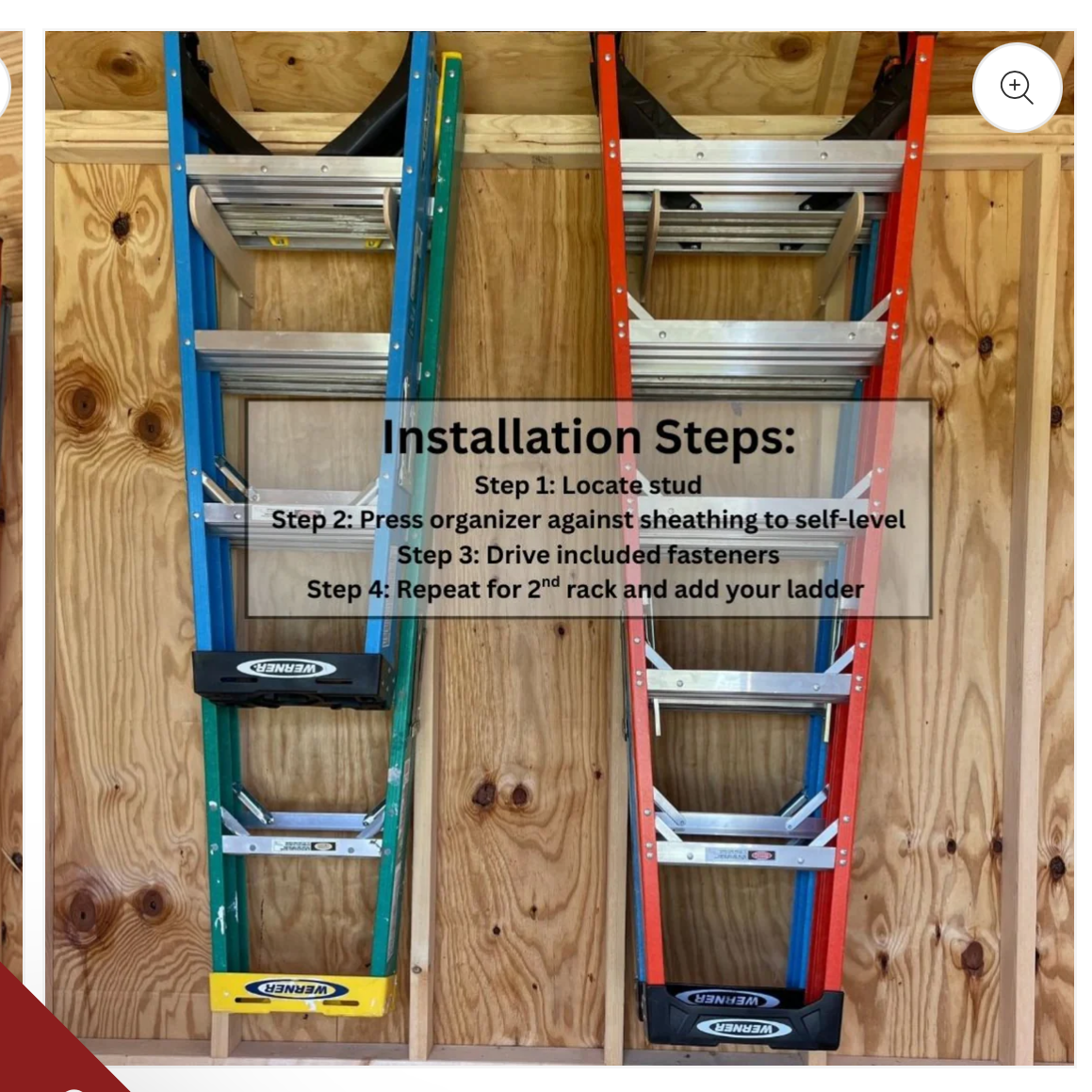 Stud-Mounted Step Ladder Organizer Rack