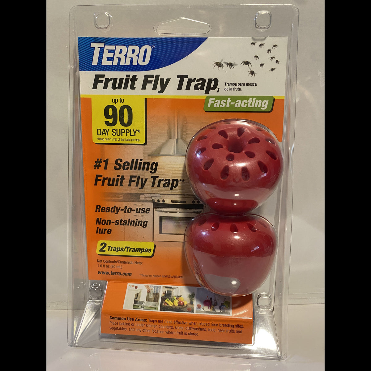 TERRO Indoor Fruit Fly Trap, 2-Pack (4 Traps Total) with Built-In Window