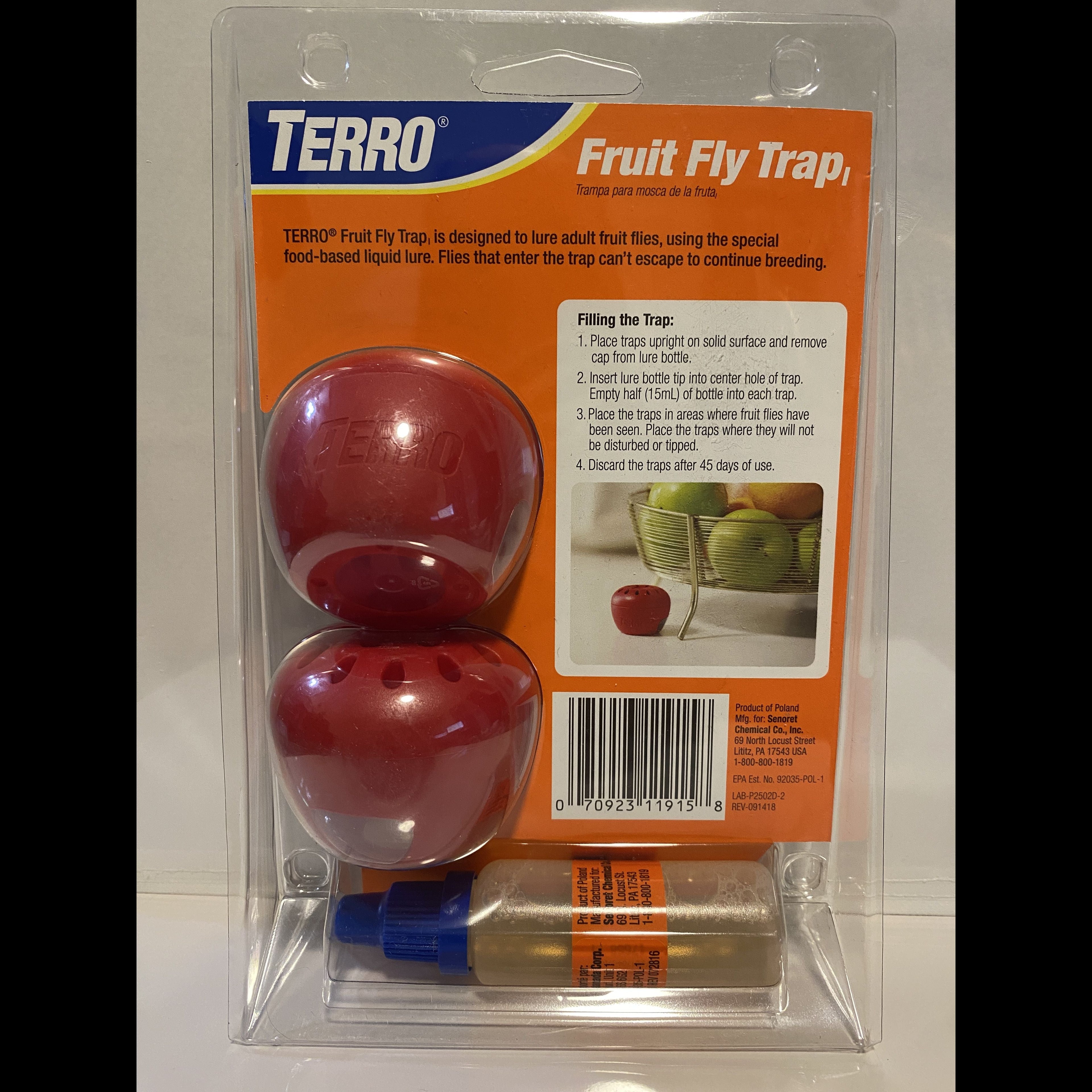 TERRO Indoor Fruit Fly Trap, 2-Pack (4 Traps Total) with Built-In Window